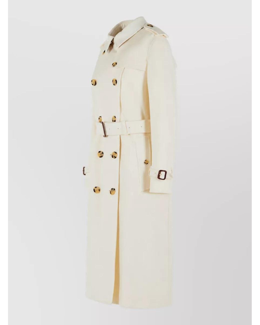 Burberry White Cashmere Long Double-Breasted Trench Coat