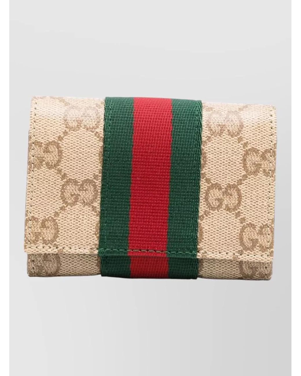Gucci Pink Stripe Fold Over Card Keyring Case