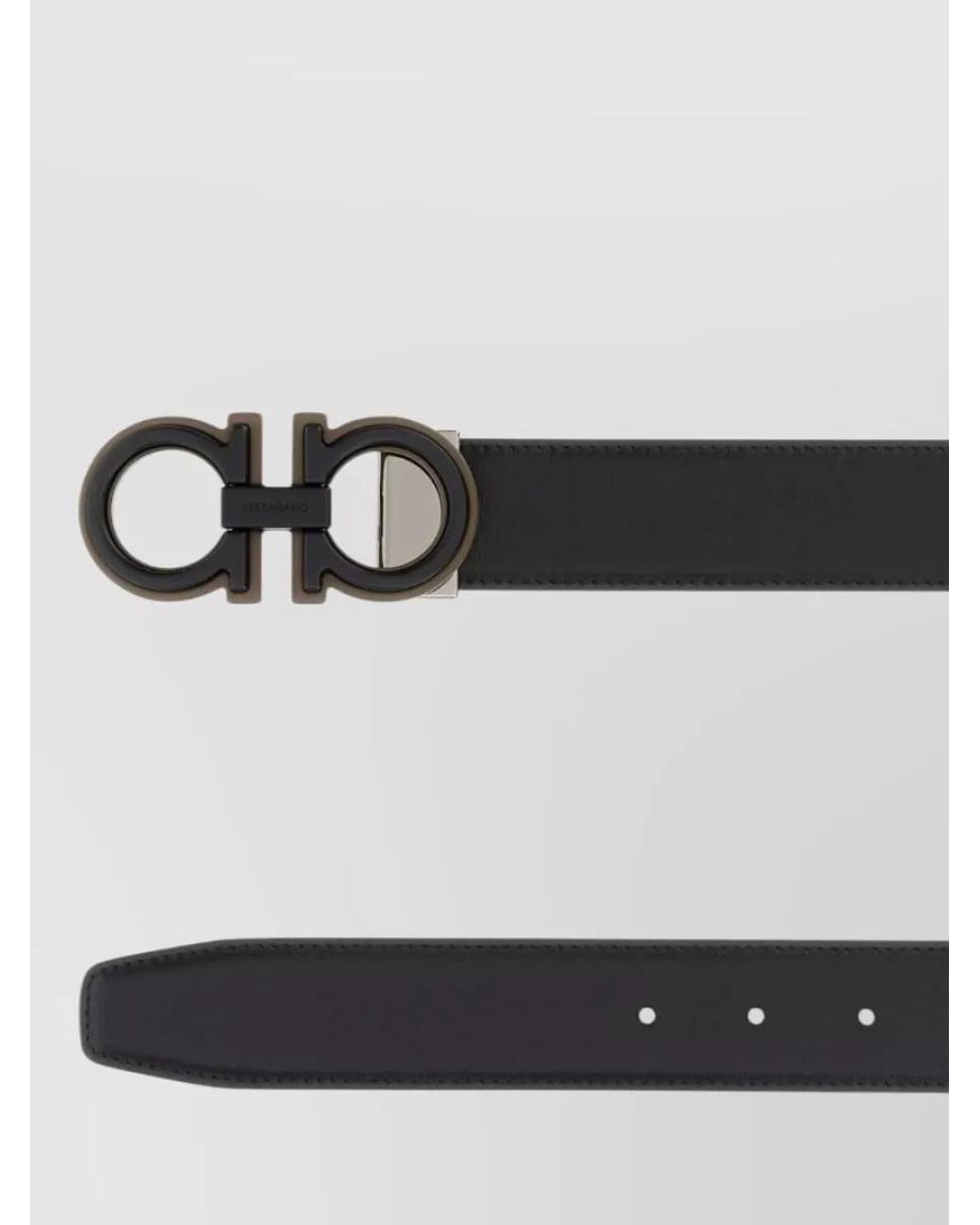 Ferragamo Gray Leather Reversible Belt for men