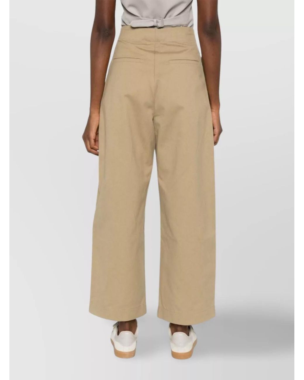 Studio Nicholson Natural Cotton High-Rise Pleated Cropped Wide-Leg Trousers