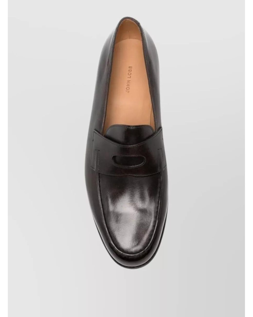 John Lobb Gray Leather Penny Loafers for men