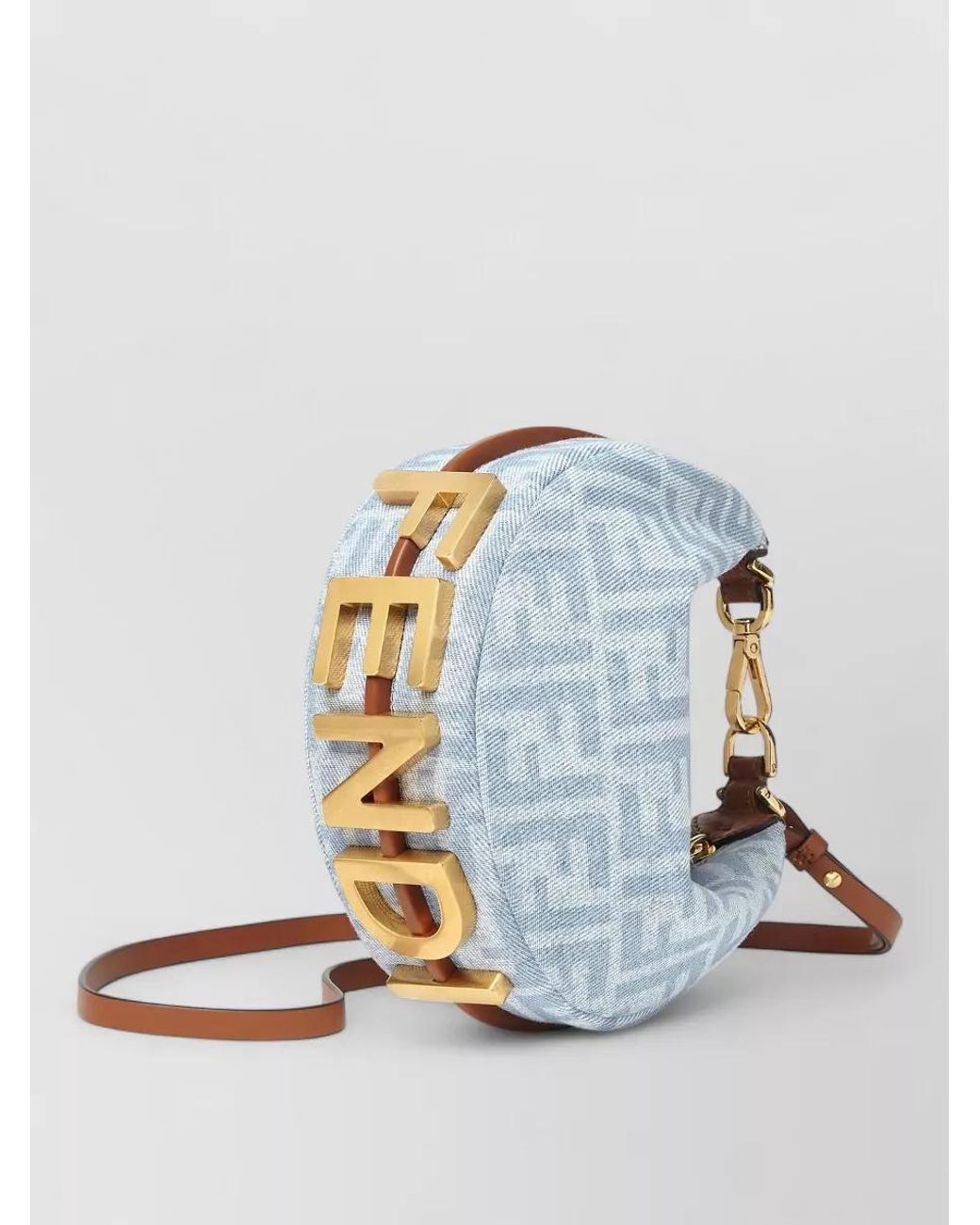Fendi Blue Graphy Mini Denim Shoulder Bag