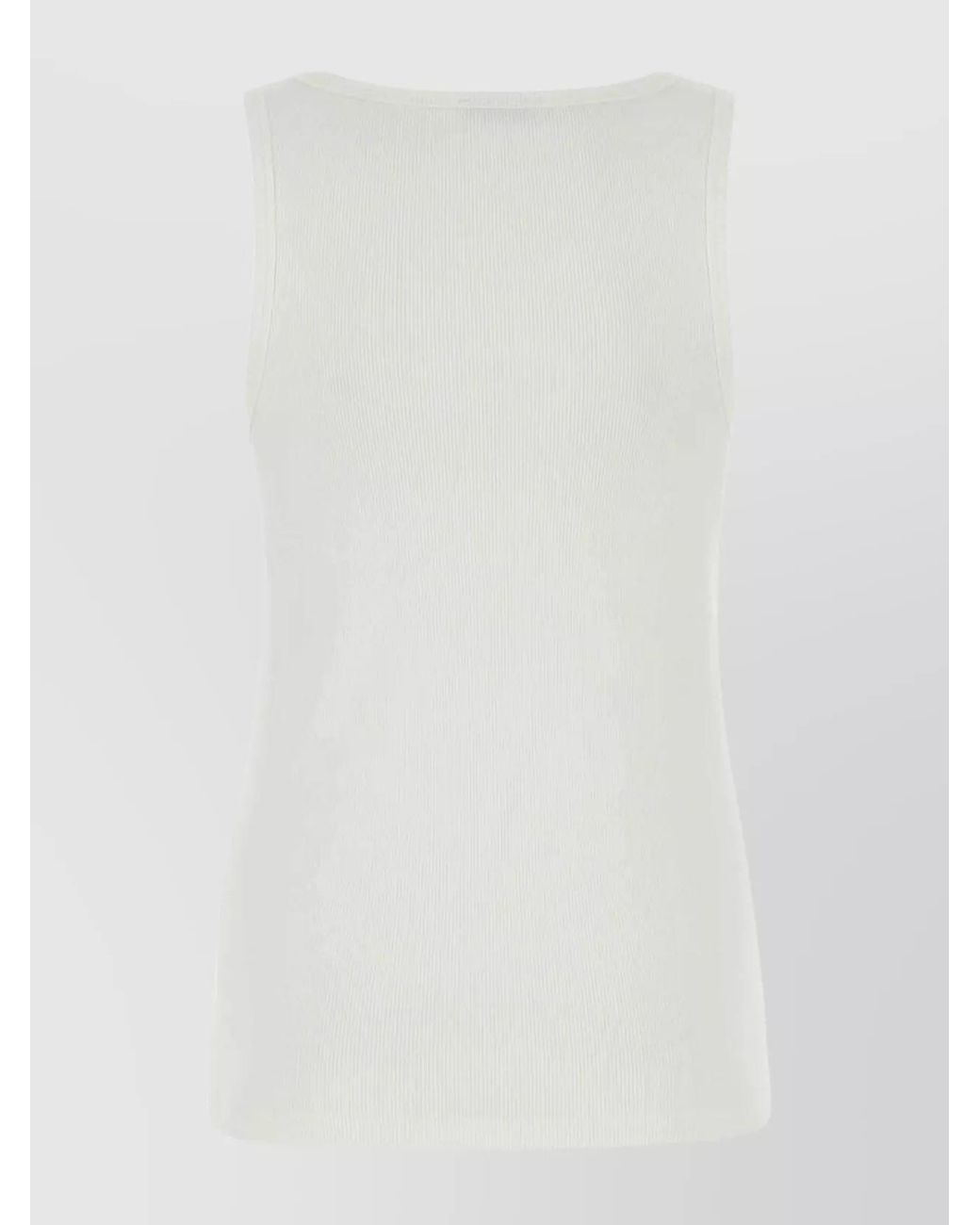 Moncler White Fine-Ribbed Slim-Fit Scoop-Neck Sleeveless Top