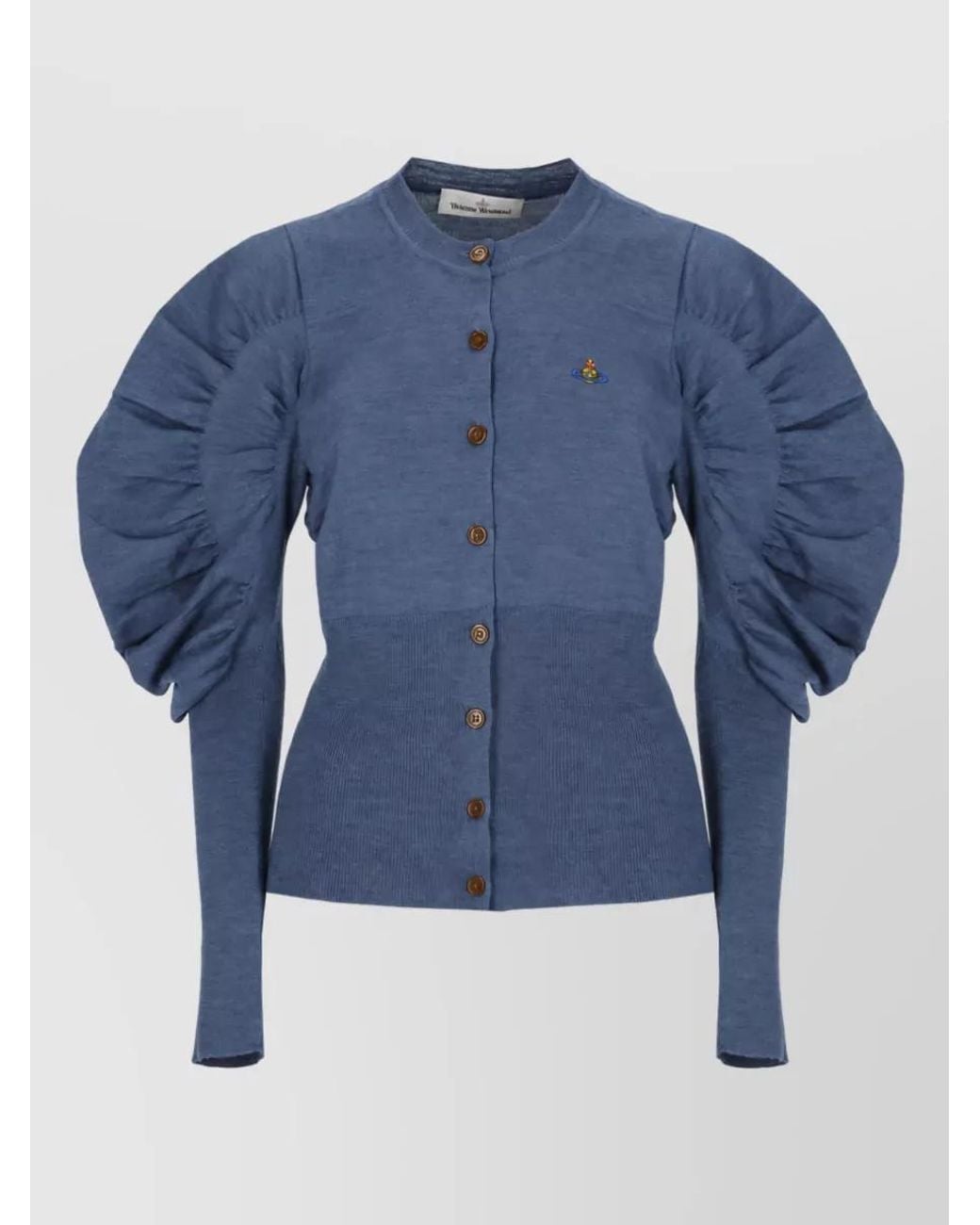 Vivienne Westwood Blue Wool Draped Long-Sleeve Cardigan