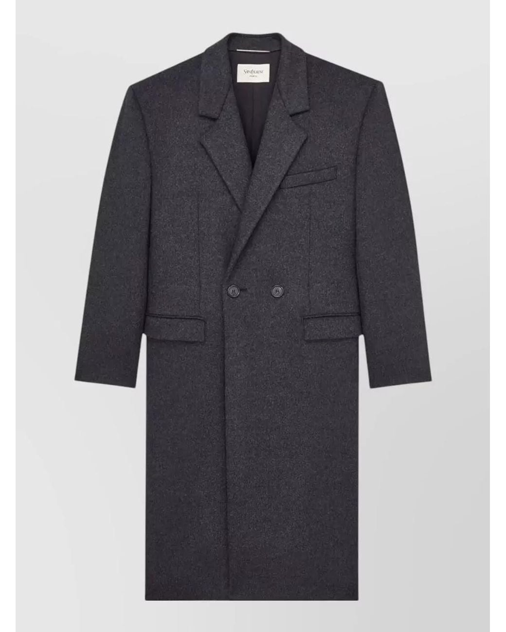Saint Laurent Blue Wool Double-Breasted Coat for men