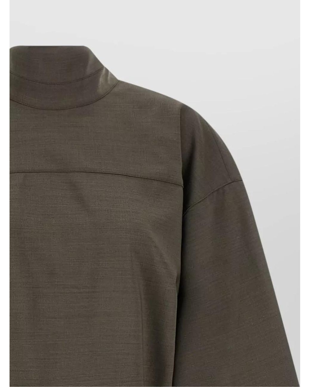 Jacquemus Gray Virgin Wool High Neck Asymmetric Blouse
