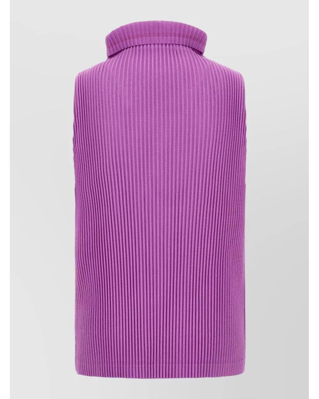 Homme Plissé Issey Miyake Purple Pleated Sleeveless High Neck Top for men