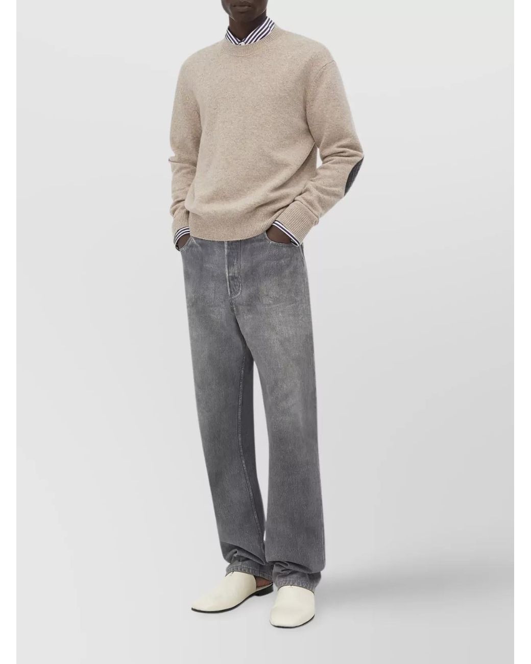 Bottega Veneta Natural Cashmere Crew Neck Jumper for men