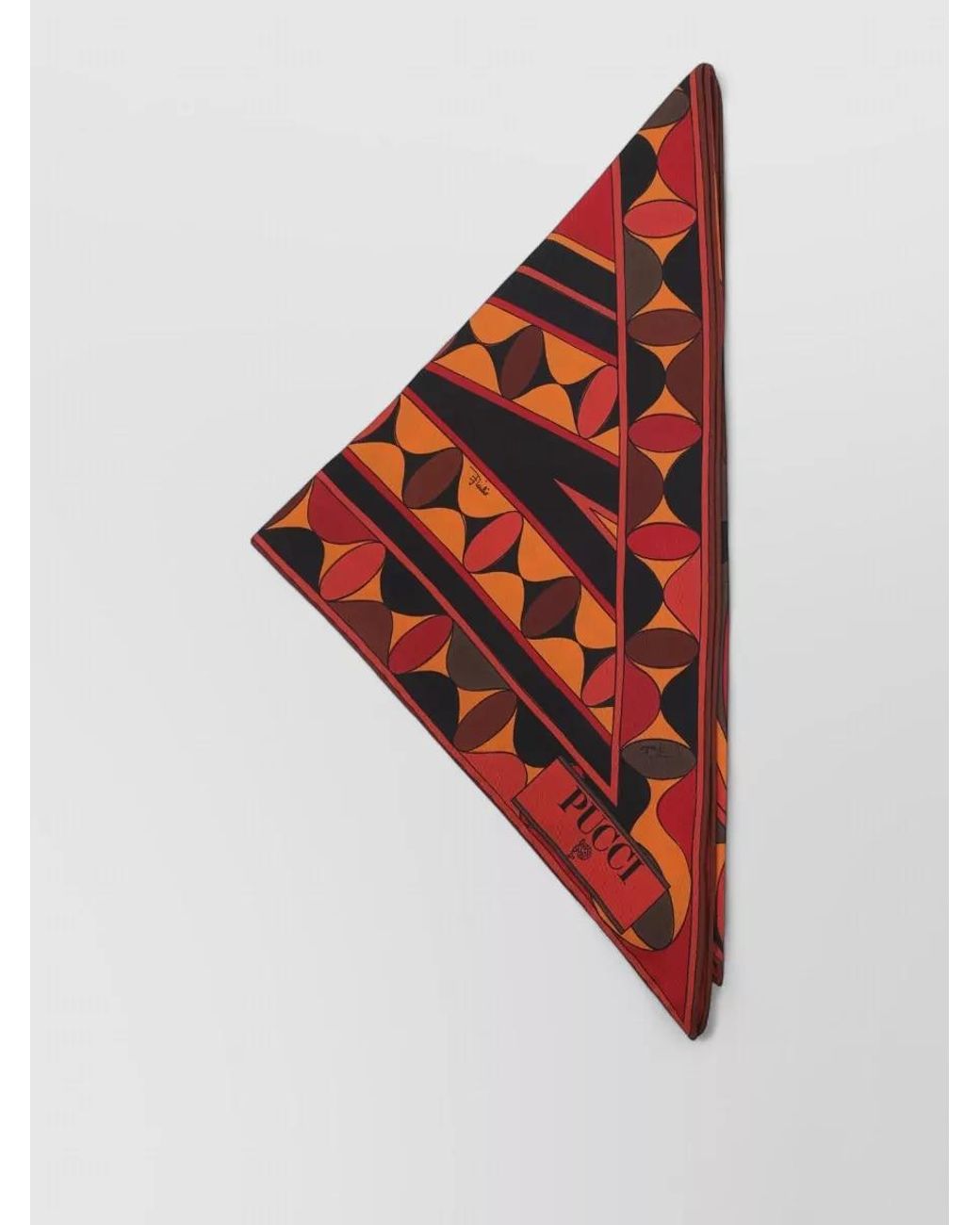 Emilio Pucci Red Silk Triangle Scarf Manuba Signature Print