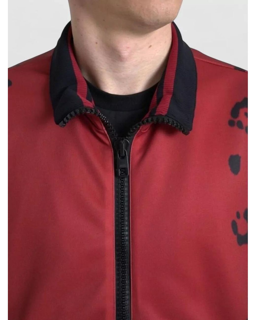 Dolce & Gabbana Red Leopard-Print Polyester Bomber Jacket for men