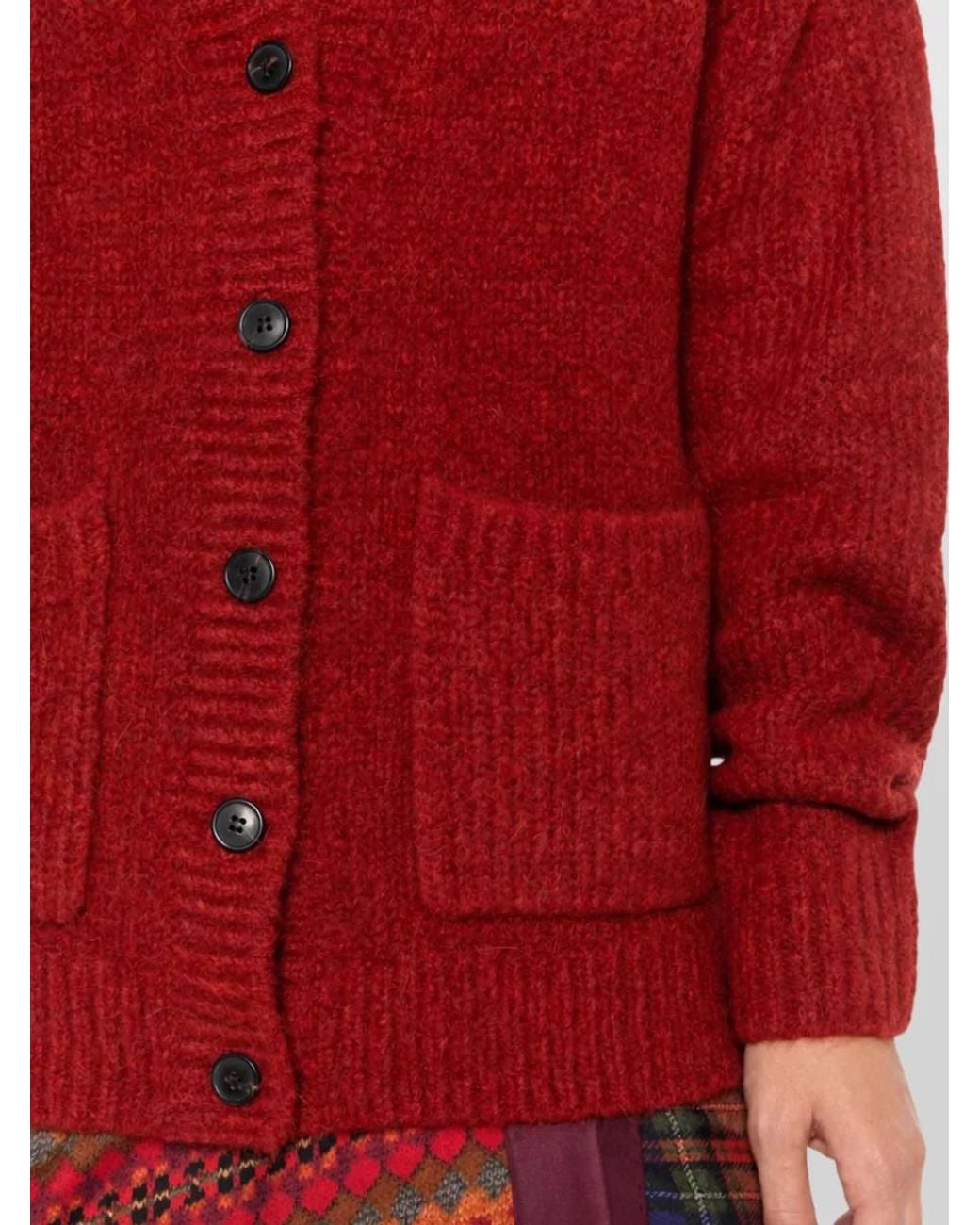 Dries Van Noten Red Alpaca-Blend Oversized V-Neck Cardigan