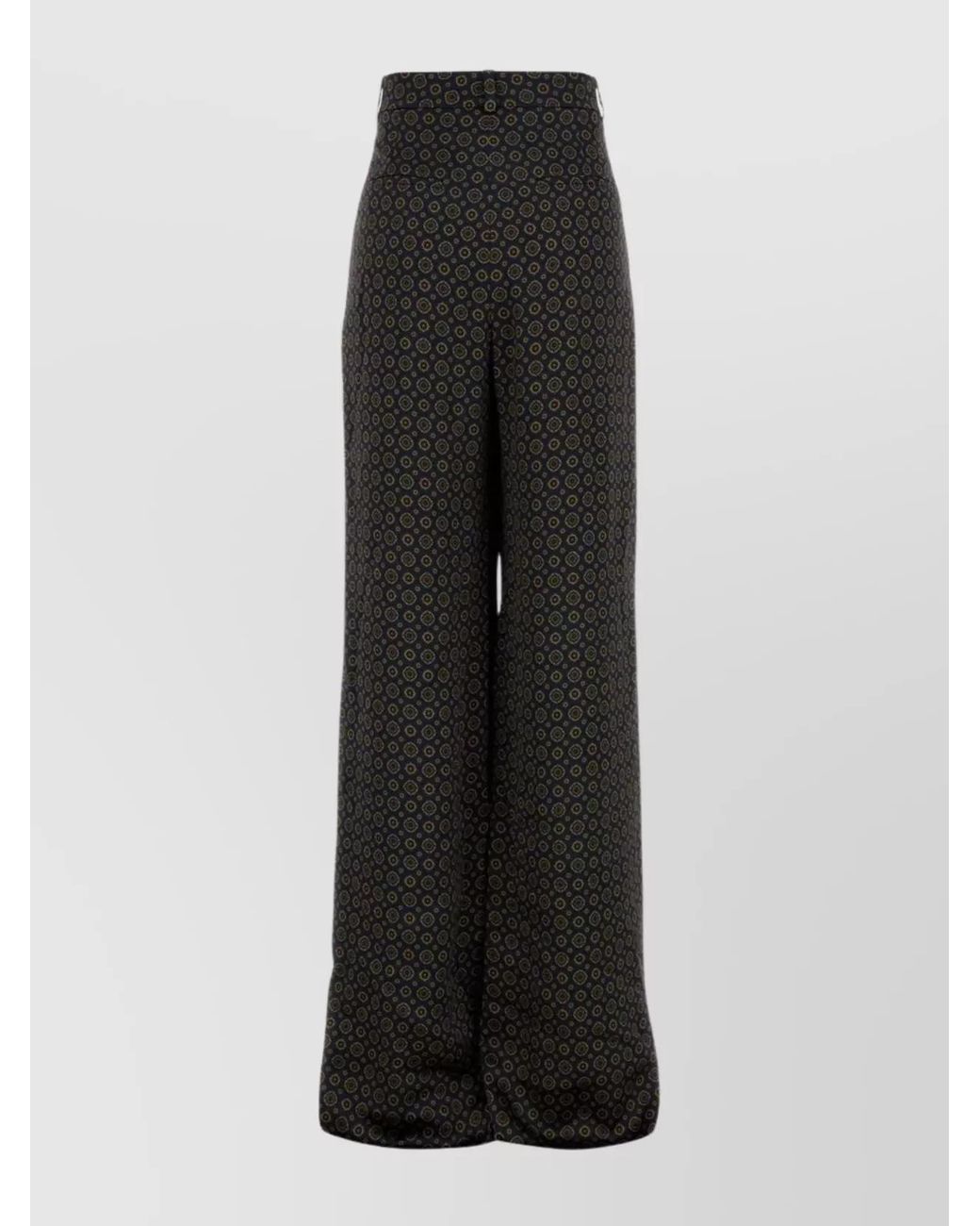 Saint Laurent Black Printed Satin Wide-Leg Trousers