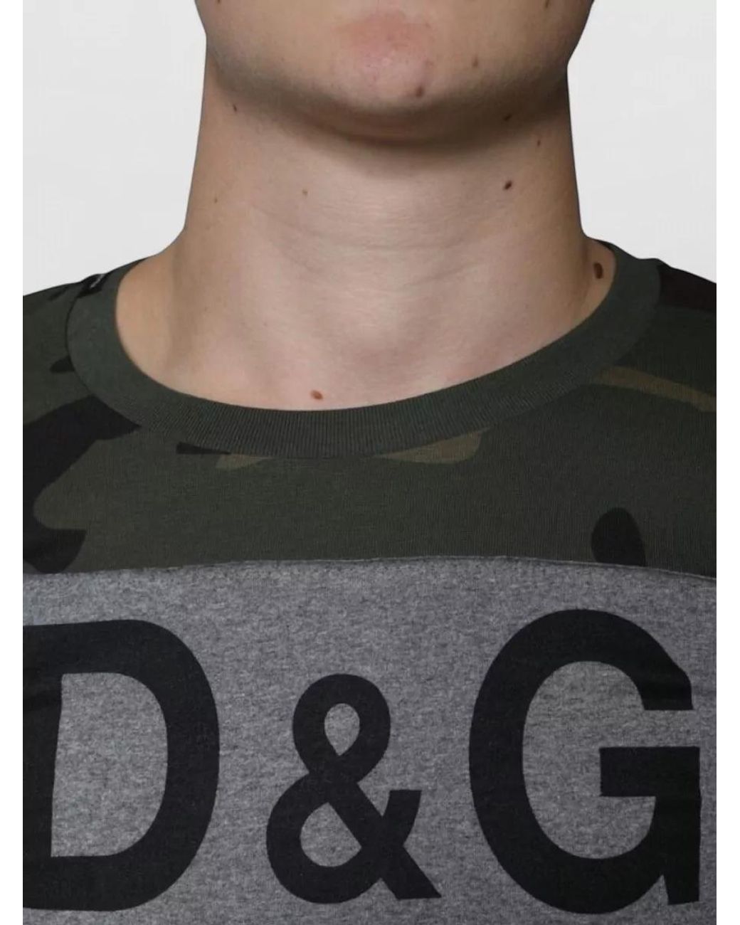 Dolce & Gabbana Gray Cotton Camouflage Crew-Neck T-Shirt for men