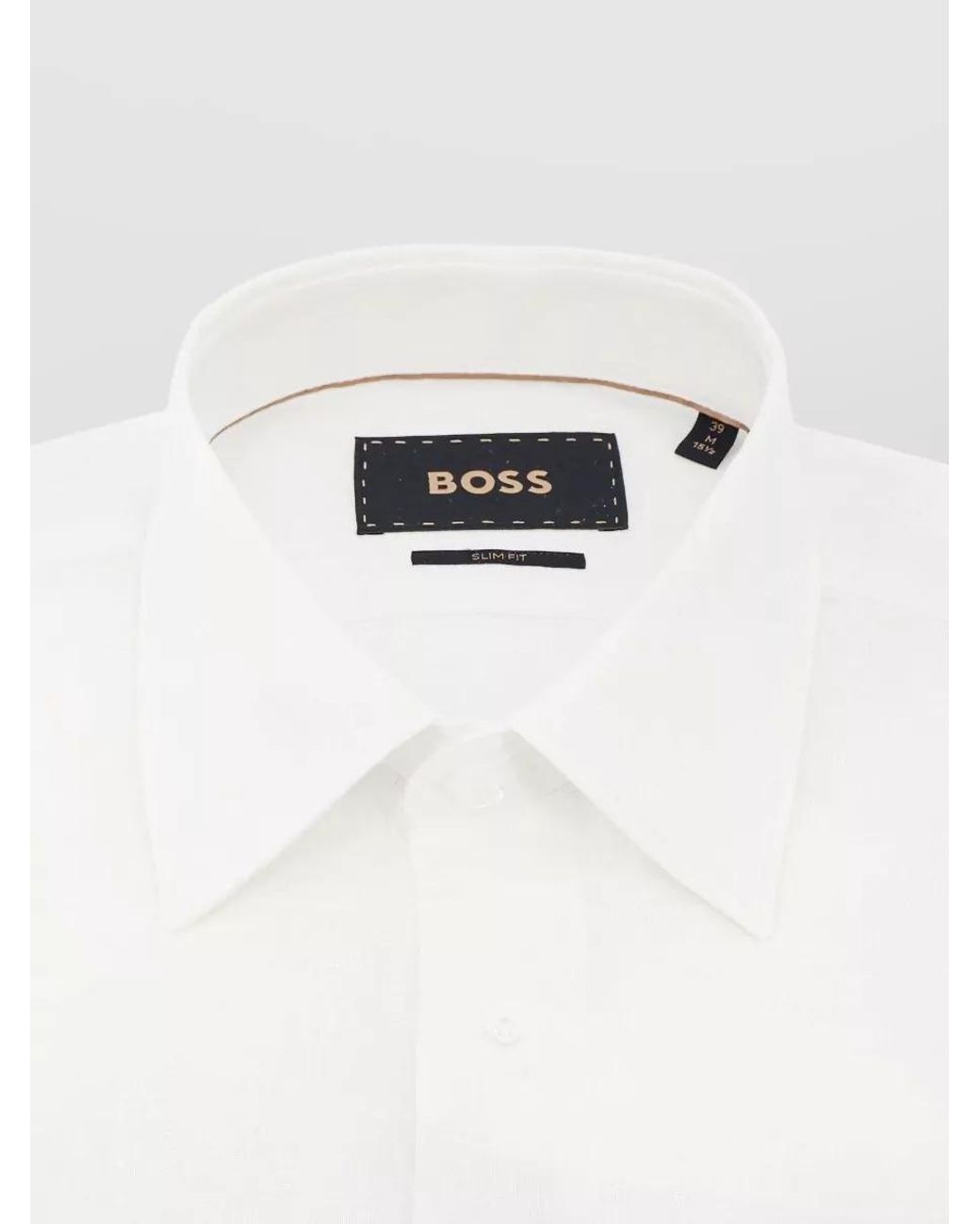Boss White Casual Shirt Button Down Collar Cuffs for men