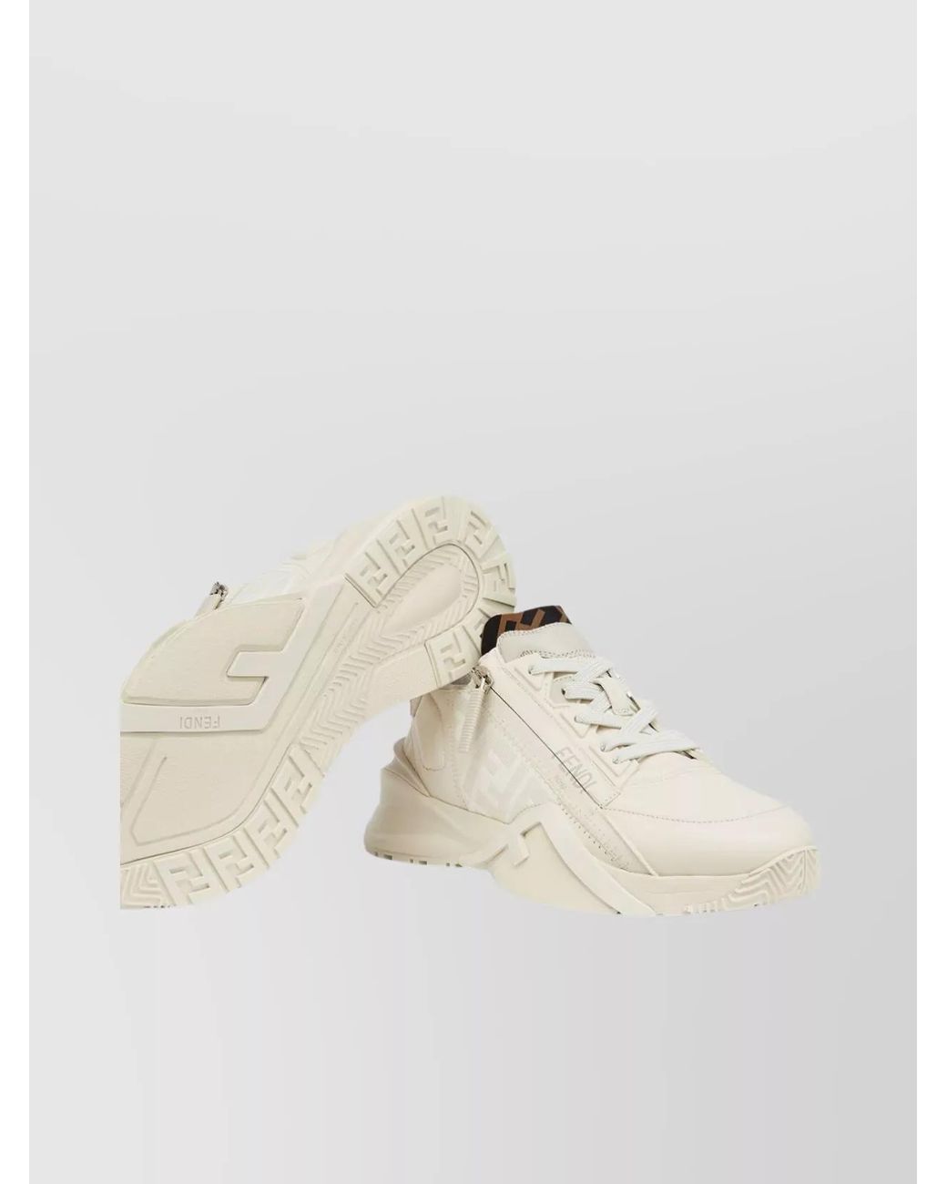 Fendi Natural Leather Logo-Print Low-Top Sneakers