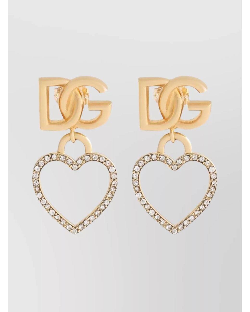 Dolce & Gabbana White Crystal-Embellished Heart Pendant Earrings