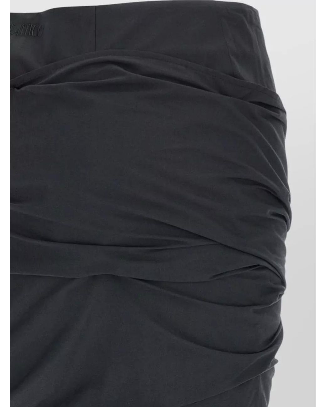 The Attico Black Cotton Draped Mini Skirt