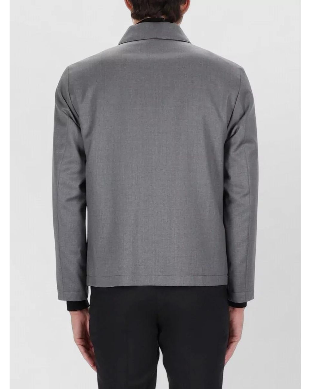 Boss Gray Virgin Wool Slim-Fit Lightweight Jacket for men