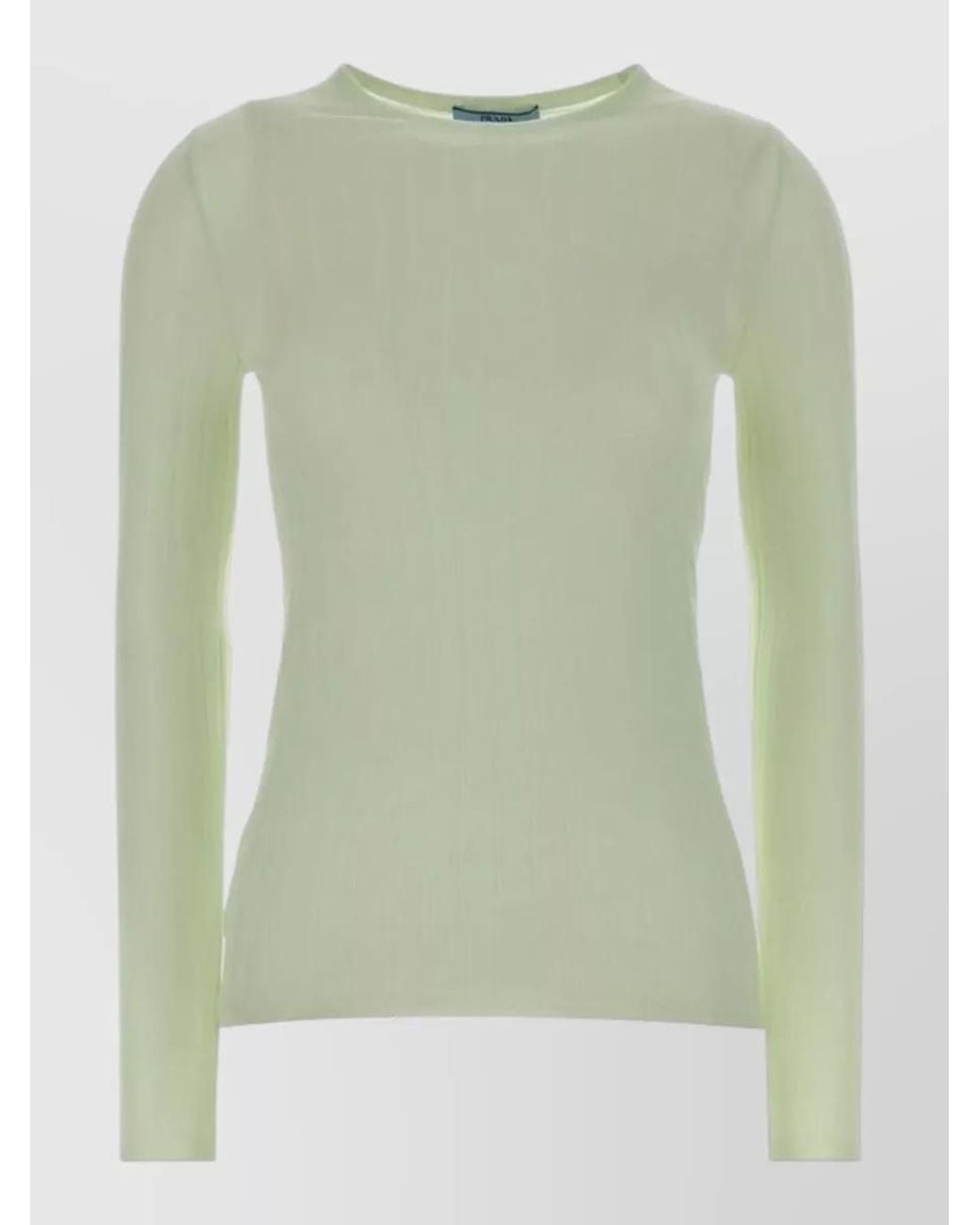 Prada Green Cashmere Silk Crew-Neck Knitted Top