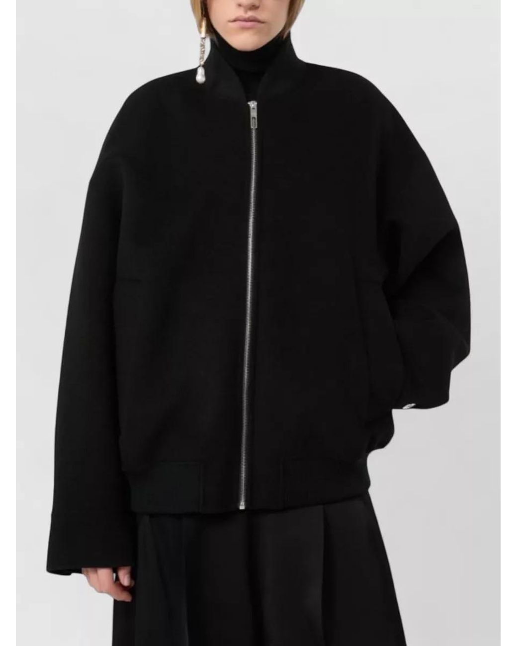 Sportmax Black Wool Regular-Fit Bomber Jacket