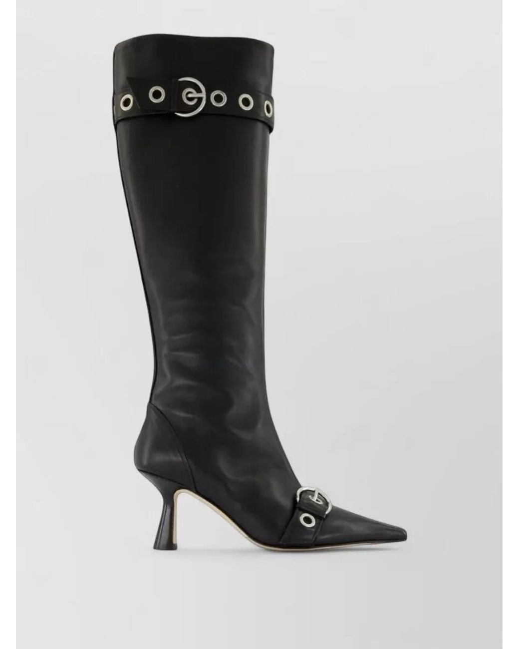 Aeyde Black Leather Knee-High Boots