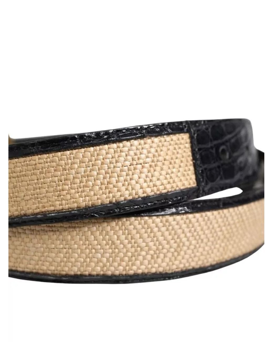 Dolce & Gabbana Black Braided Caiman Leather Belt for men