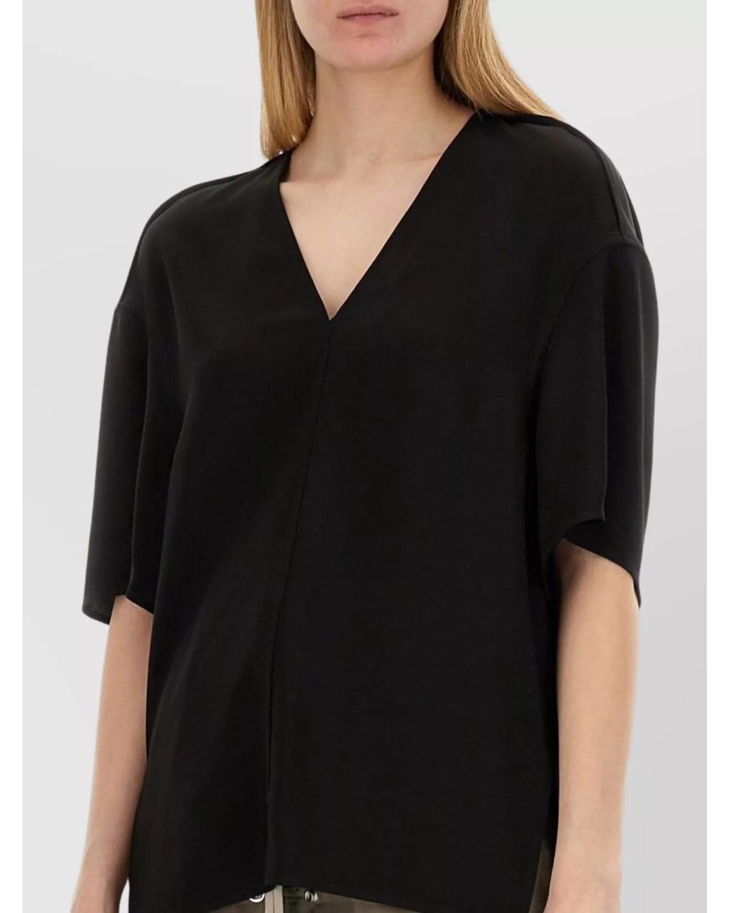 Rick Owens Black V-Neck Blouse