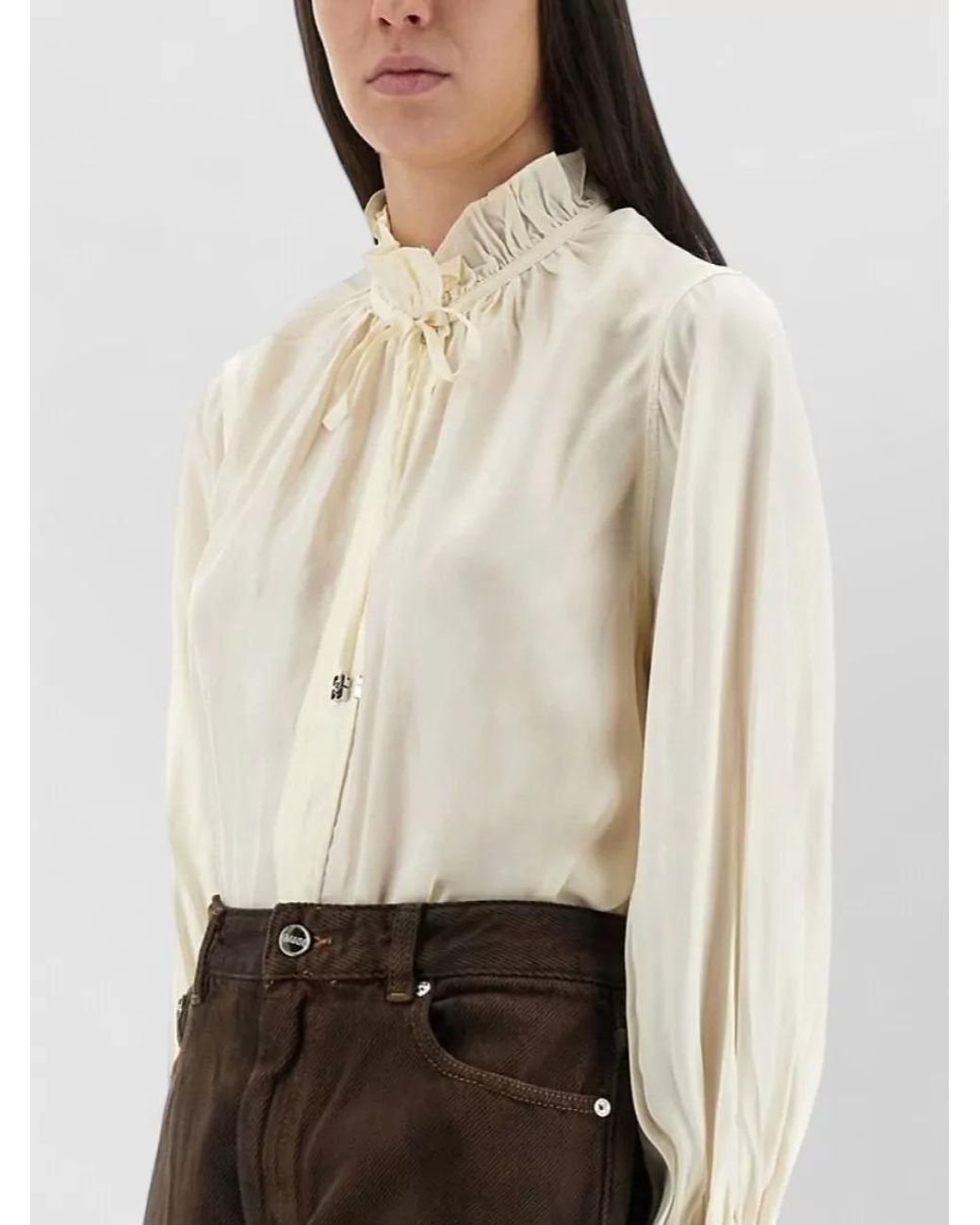 Ganni Natural Bow Blouse