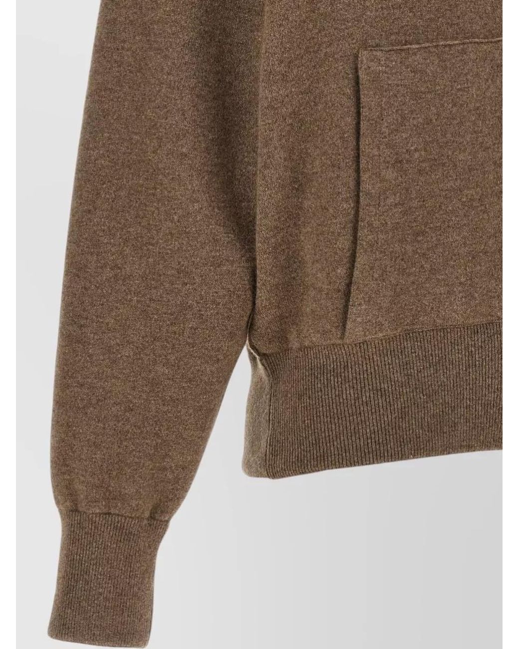 Agnona Brown Cashmere Wool Silk Hooded Zip Sweater