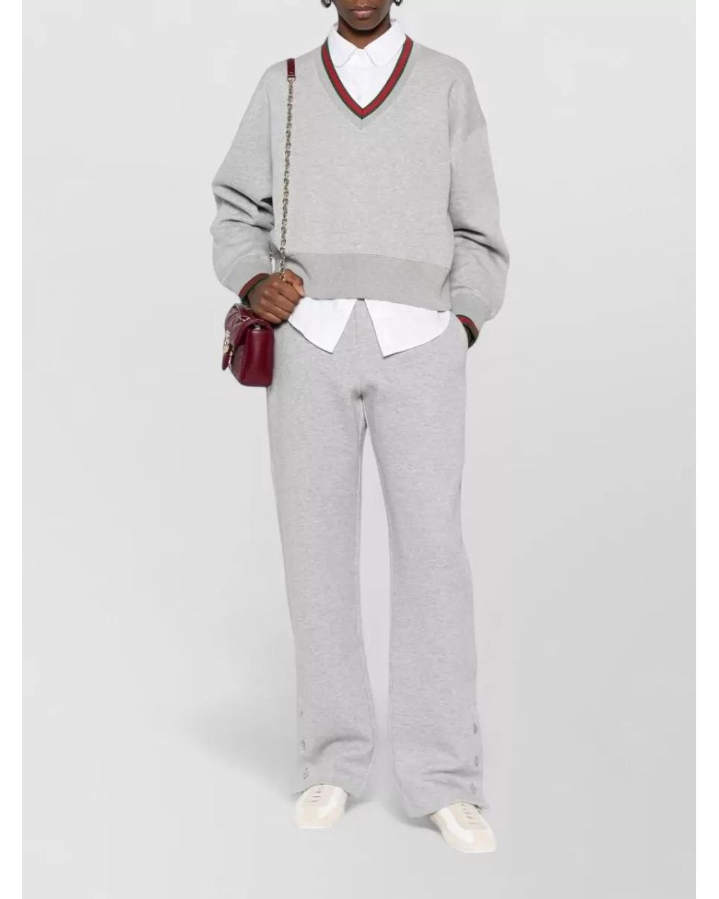 Gucci Gray Cotton Blend Straight Leg Track Pants