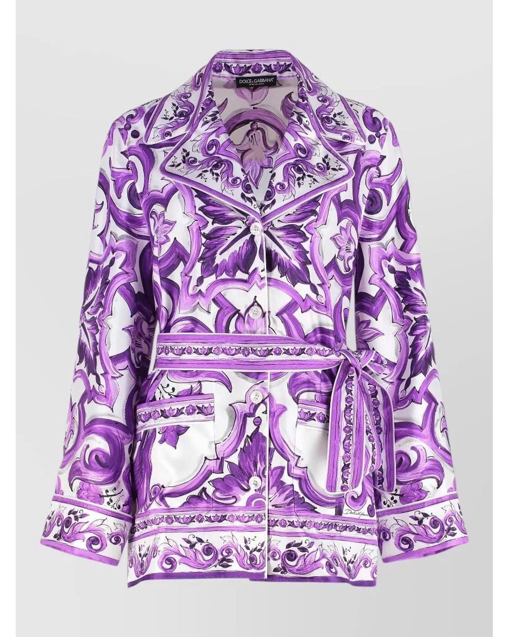 Dolce & Gabbana Purple Silk Printed Shirt