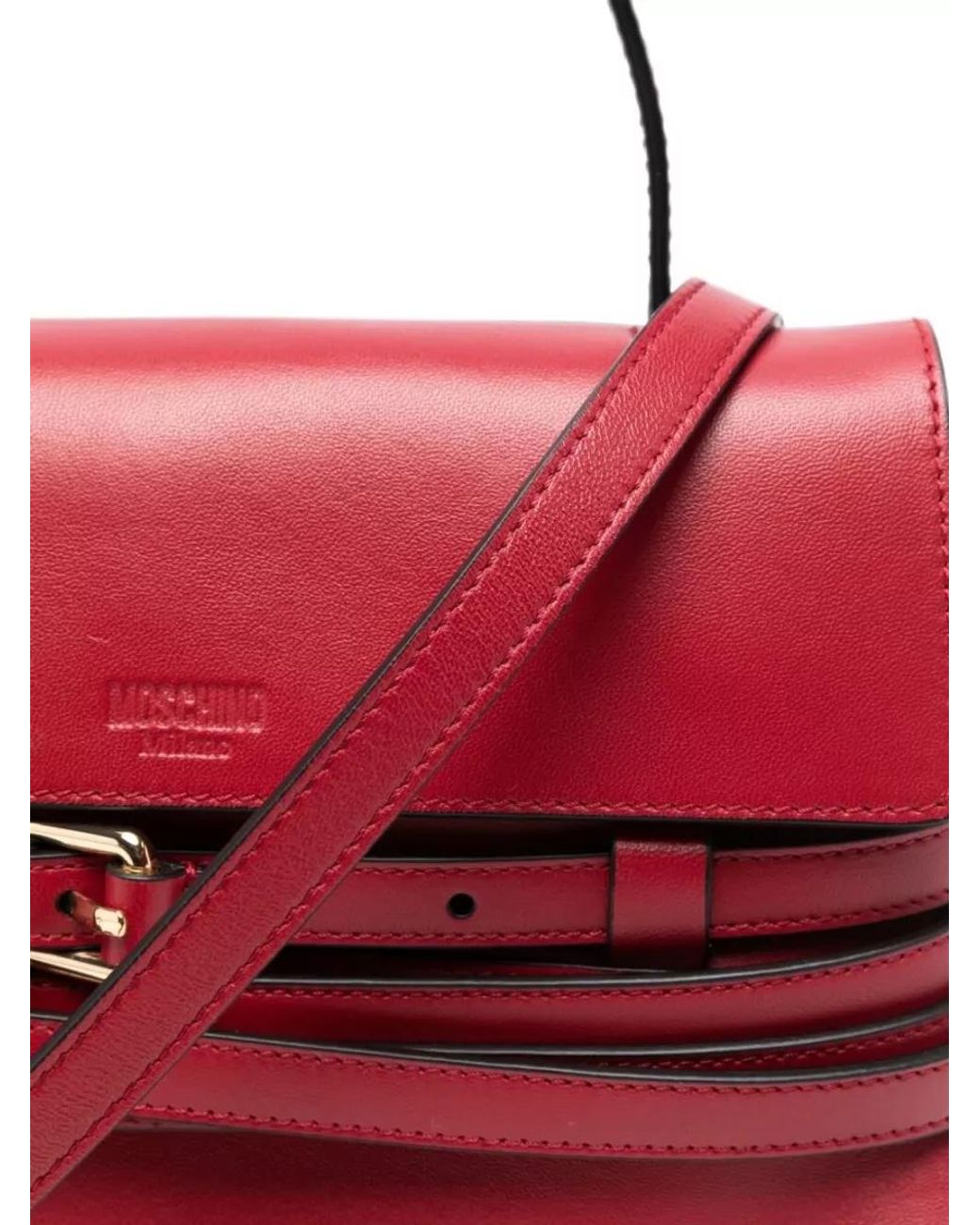 Moschino Red Leather Clutch Bag