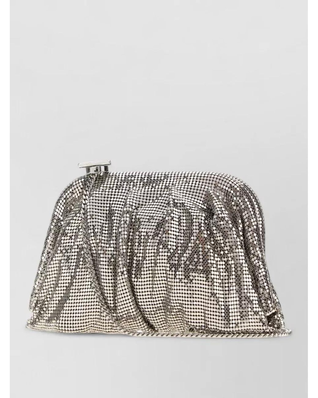 Benedetta Bruzziches Gray Embellished Fabric Clutch Bag
