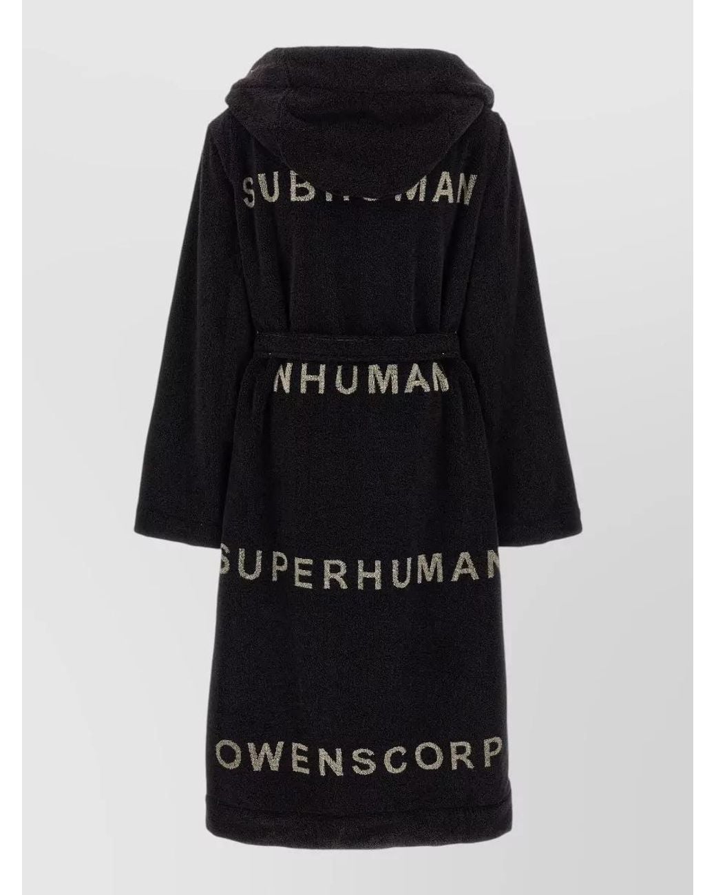 Rick Owens Black Hooded Cotton Terry Bathrobe