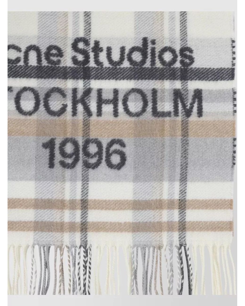 Acne Gray Wool Cashmere Checked Scarf