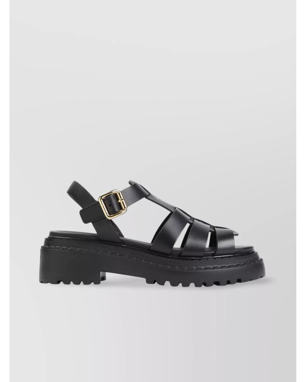 Prada Gray Leather Flatform Sandals