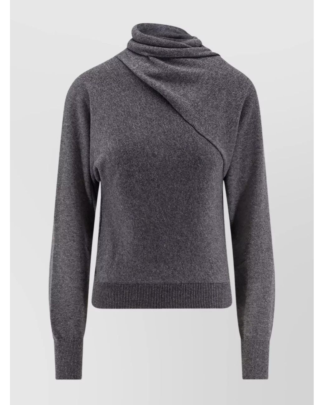 Tom Ford Blue Cashmere Blend Draped Turtleneck Jumper