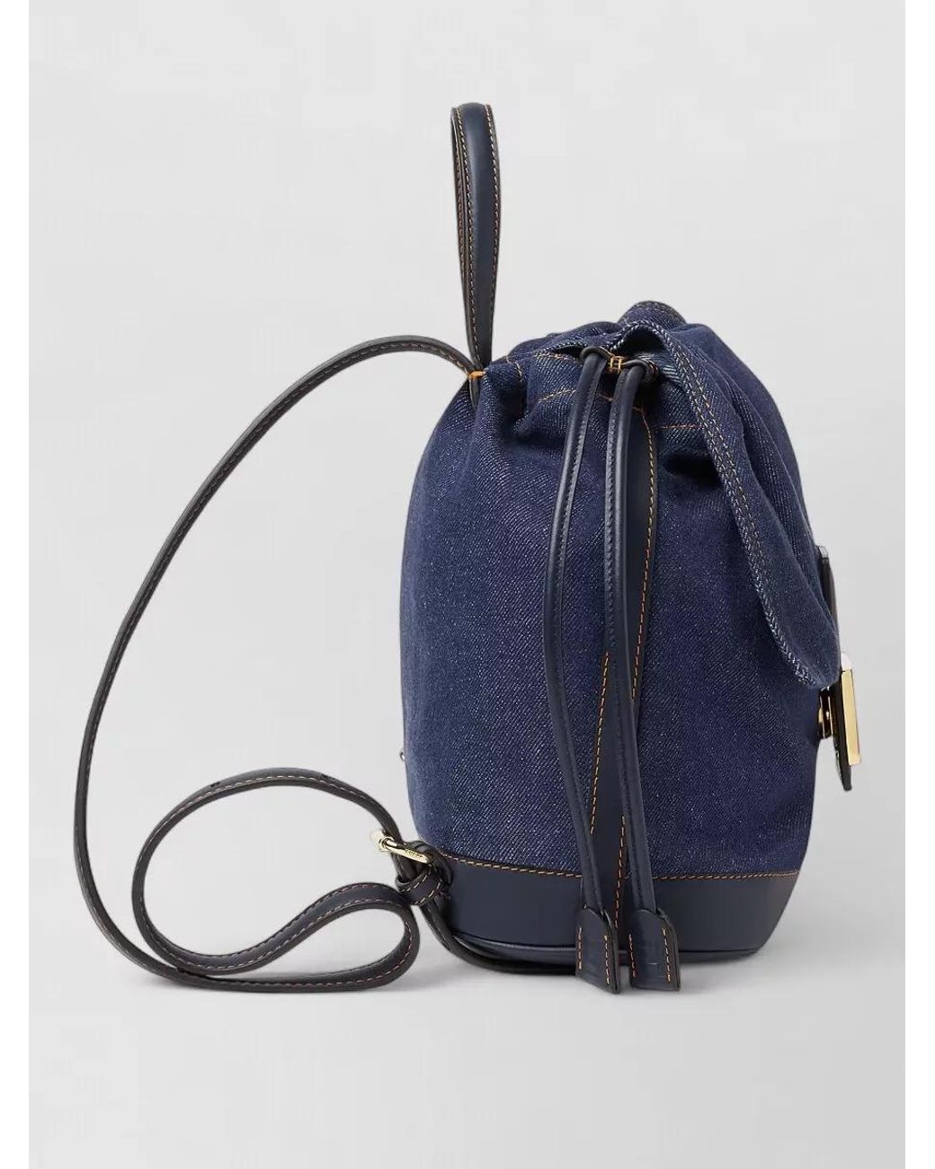 Fendi Blue Baguette Bucket Bag
