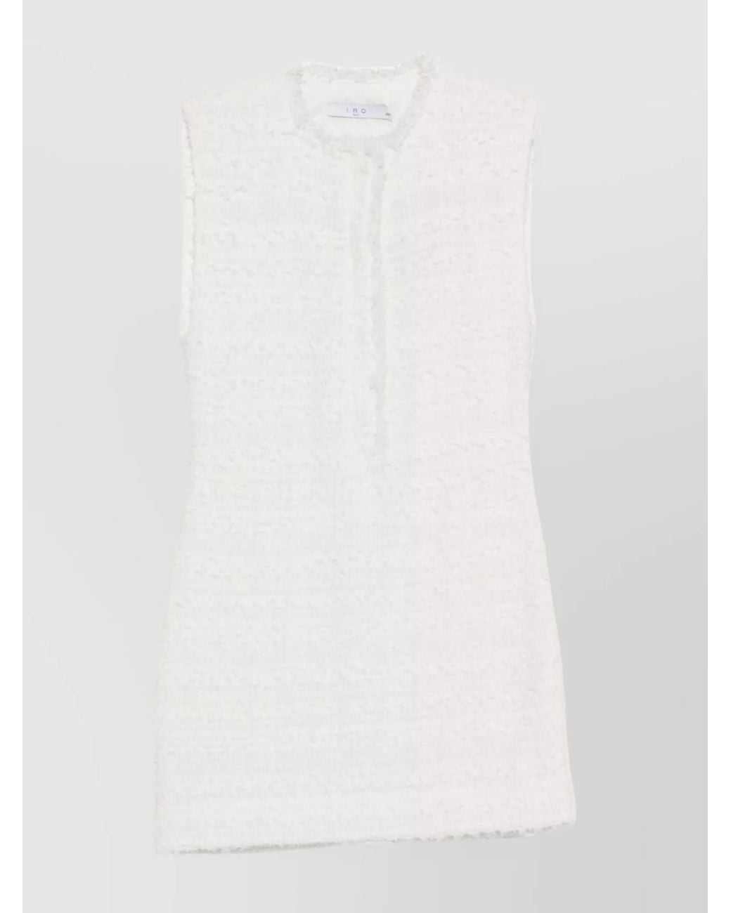 IRO White Sleeveless Round Neck Tweed Mini Dress