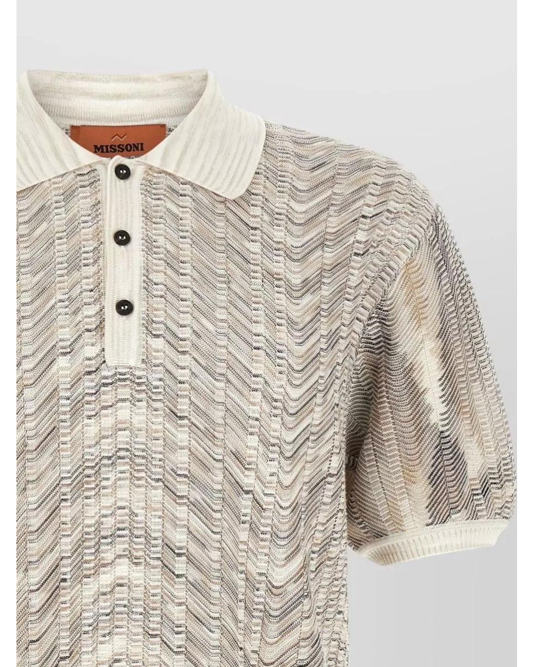 Missoni Natural Zigzag Knit Short-Sleeve Polo Shirt for men