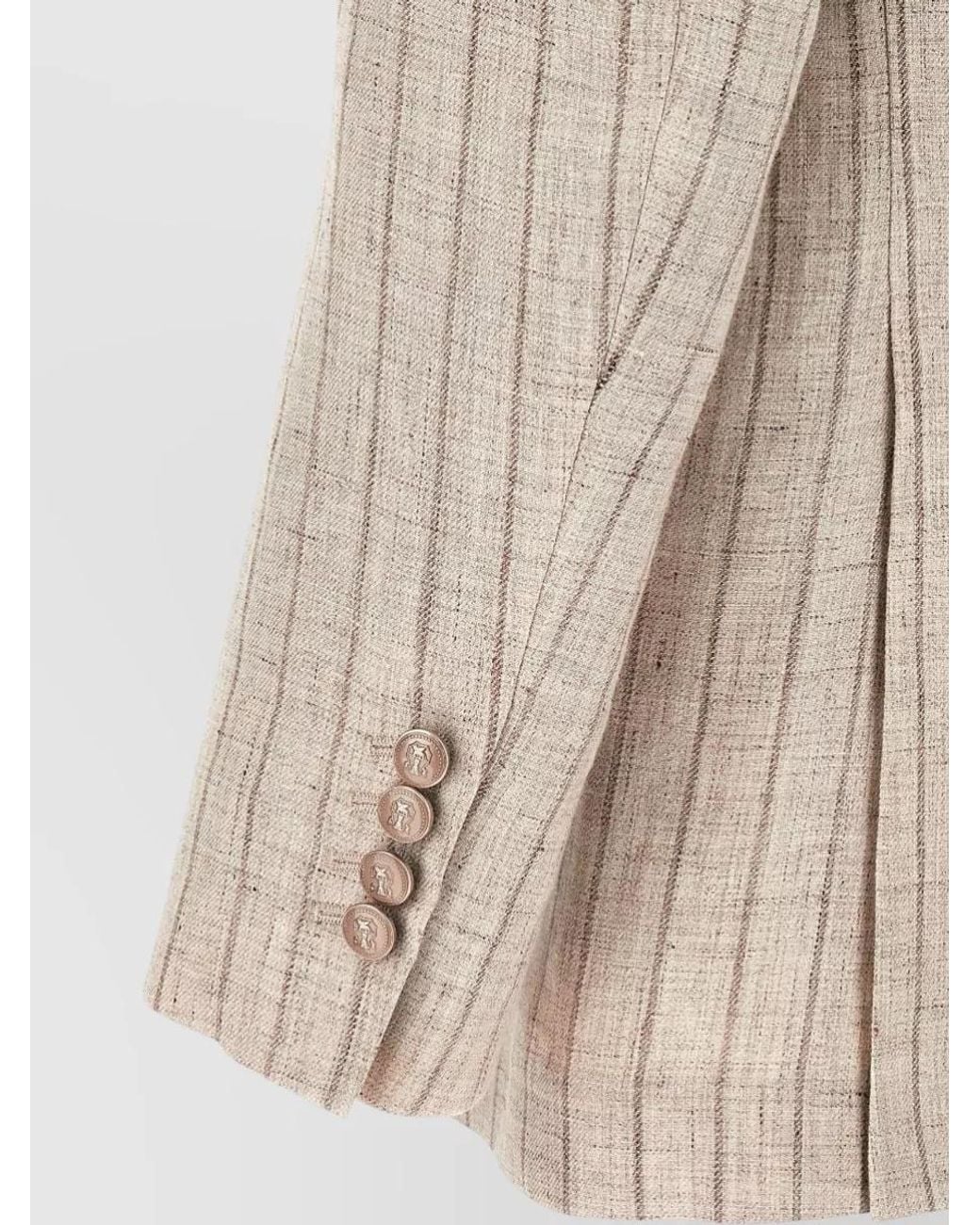 Brunello Cucinelli Natural Linen Pinstripe Blazer for men