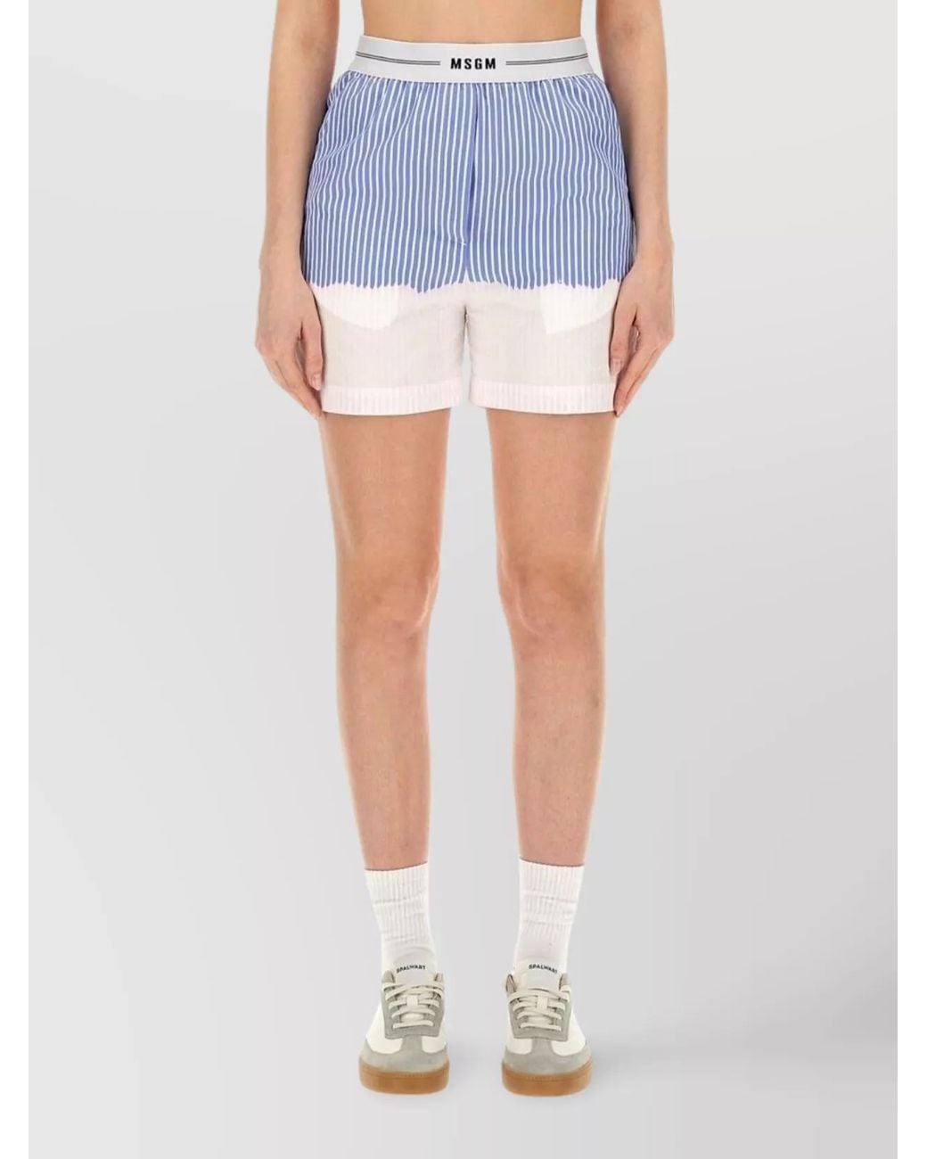 MSGM Blue Cotton Regular-Fit Knee-Length Shorts