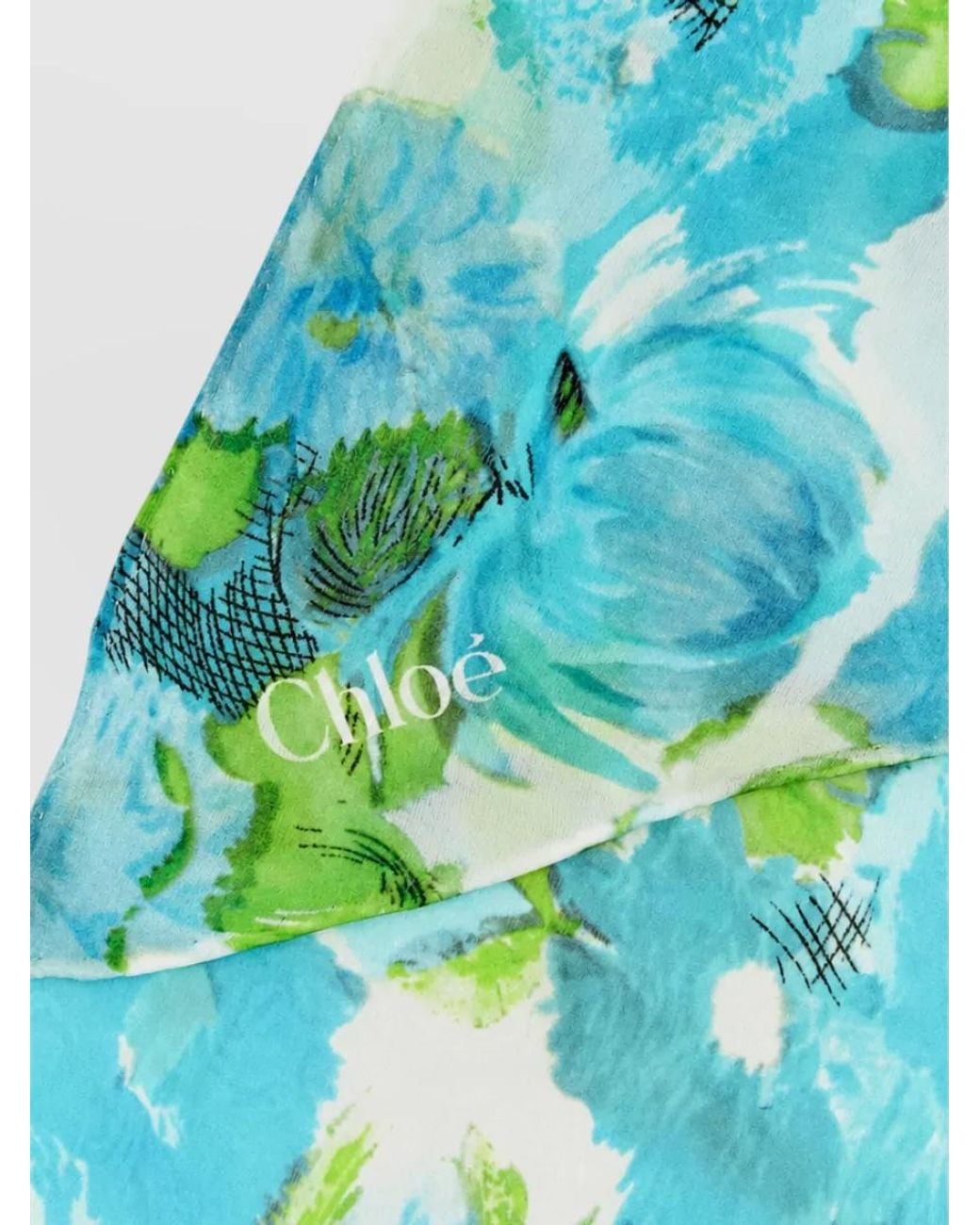 Chloé Blue Silk Printed Foulard