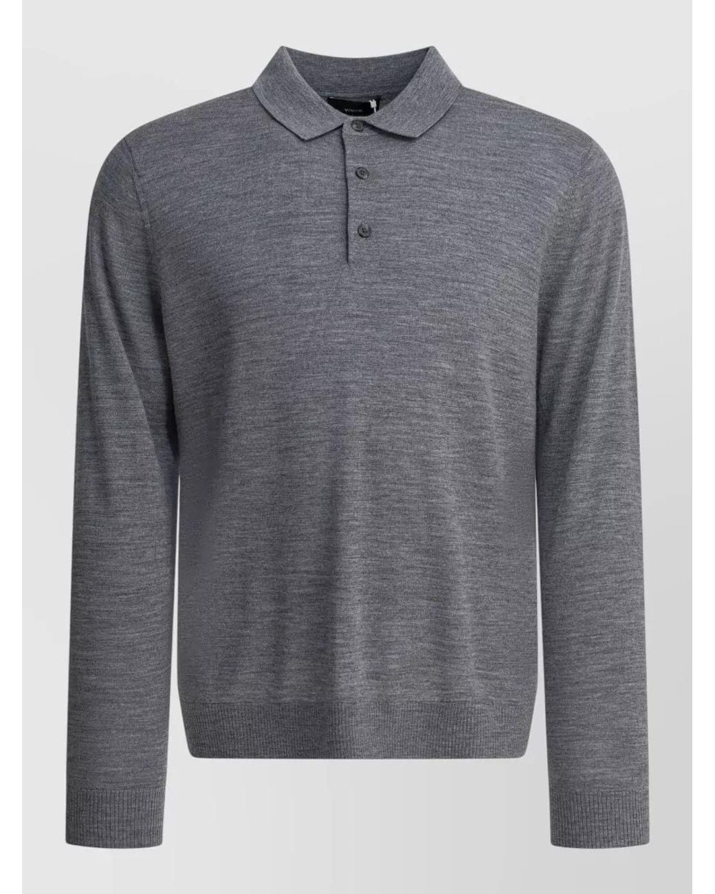 Vince Gray Merino Wool Long-Sleeve Polo Sweater for men