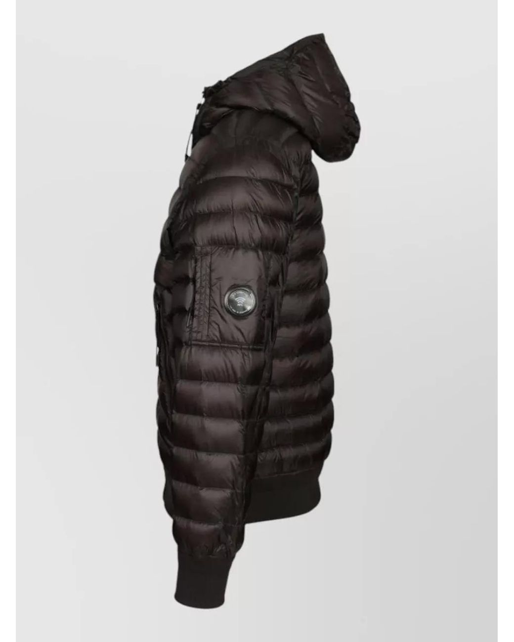 C P Company Black Down Hooded Quilted Padded Coat for men