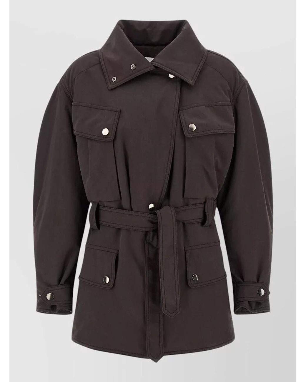 ANDAMANE Black Suede-Effect Belted Military Jacket