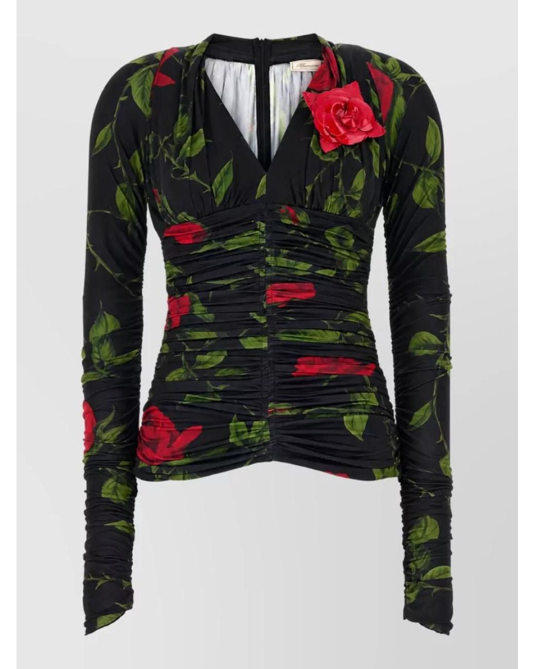 Blumarine Black Printed Stretch Jersey Blouse