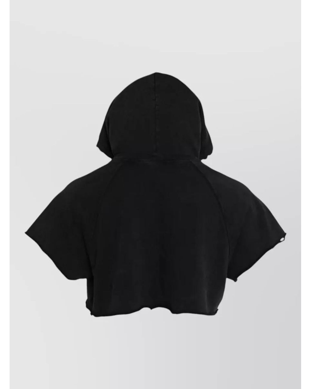 Dolce & Gabbana Black Cotton Cropped Short-Sleeve Hoodie for men