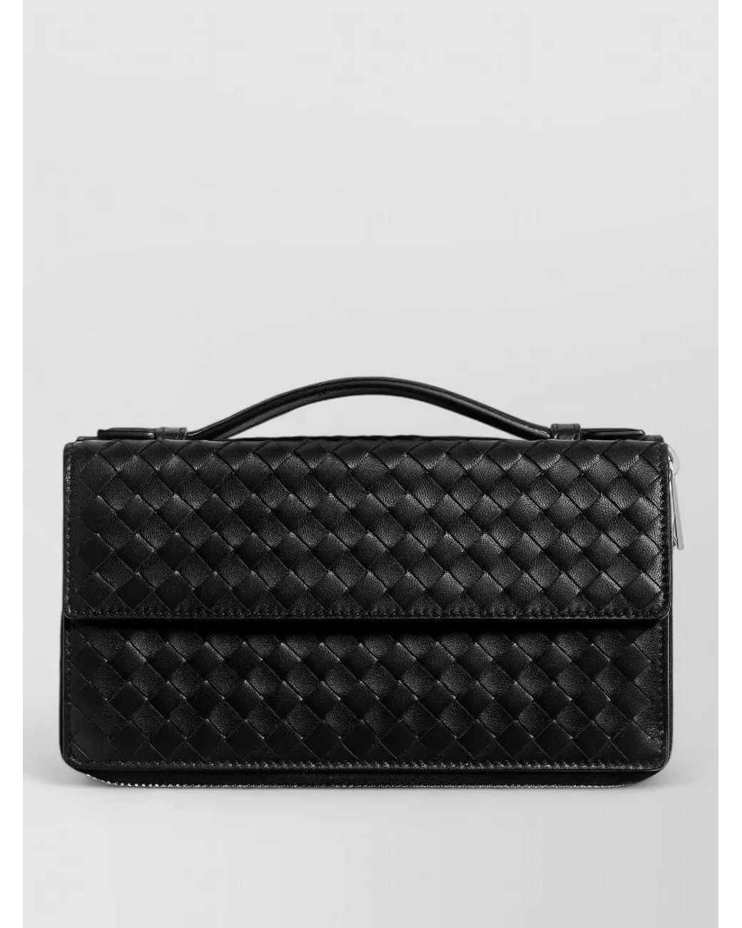 Bottega Veneta Black Leather Intrecciato Clutch Bag for men