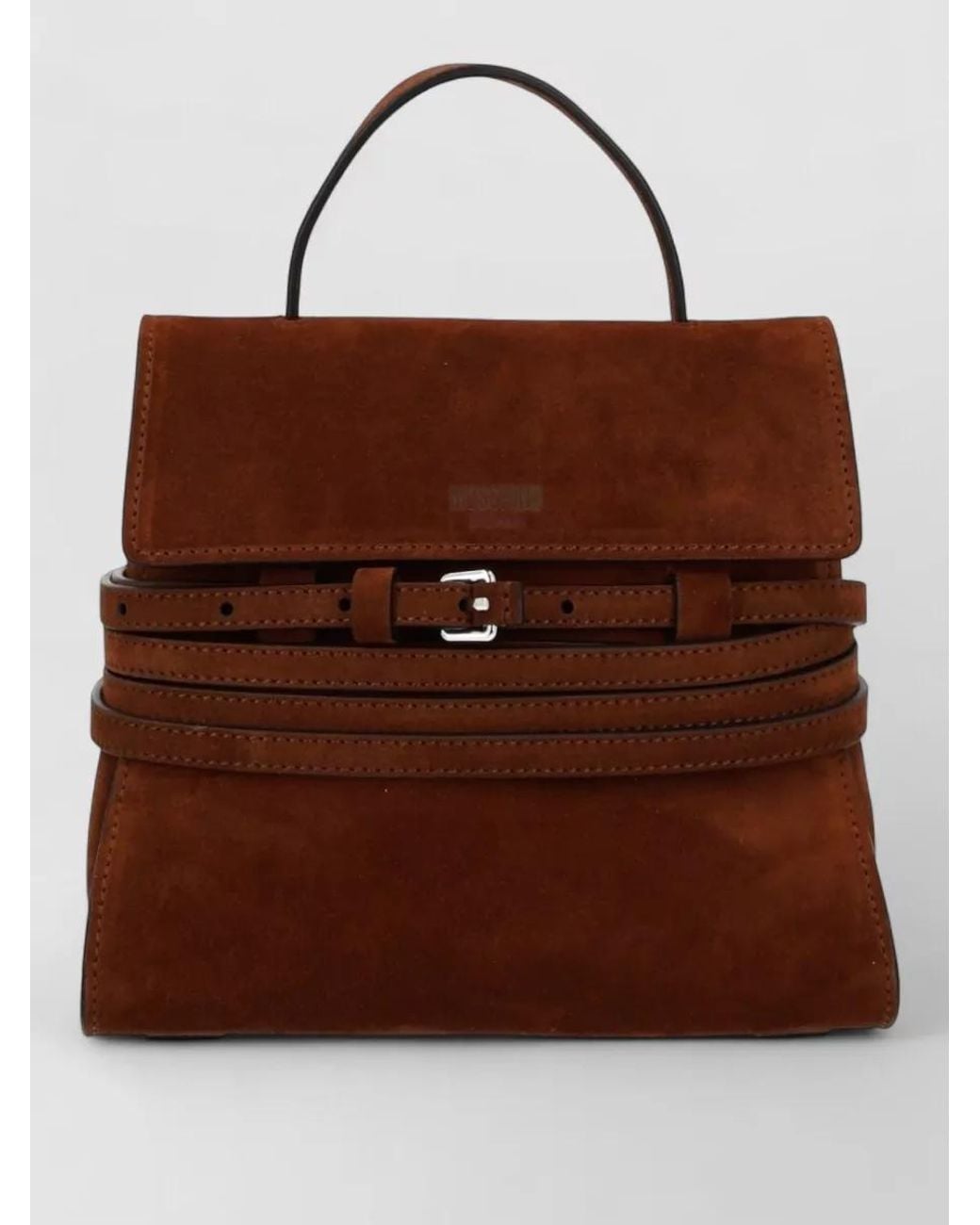 Moschino Brown Suede Leather Shoulder Bag